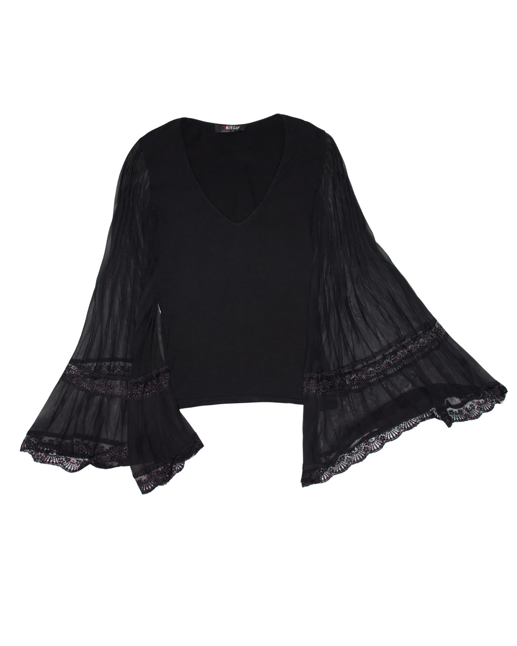 Morgan de Toi Pleated Bell Sleeve Blouse (XS-S)
