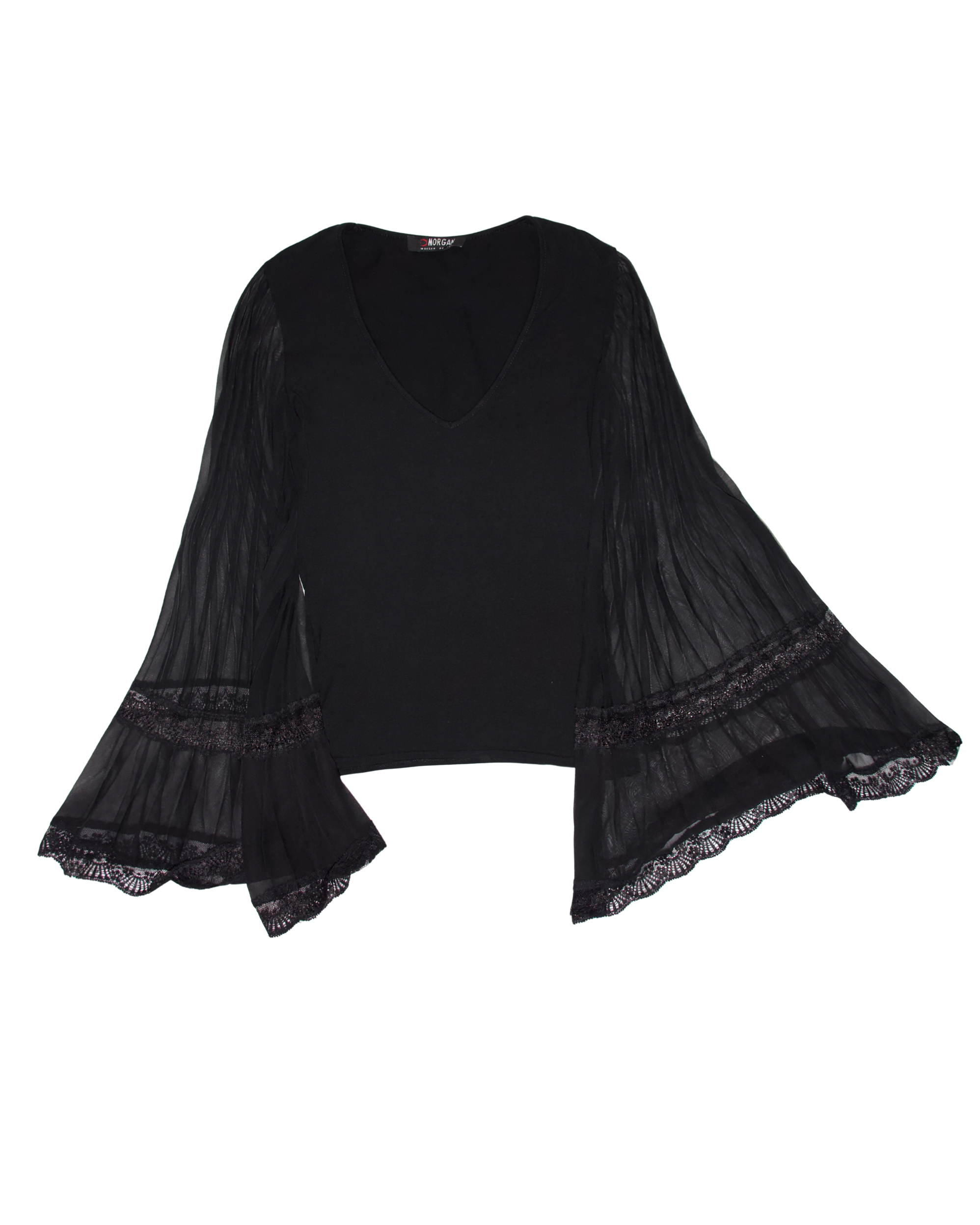 Morgan de Toi Pleated Bell Sleeve Blouse (XS-S)