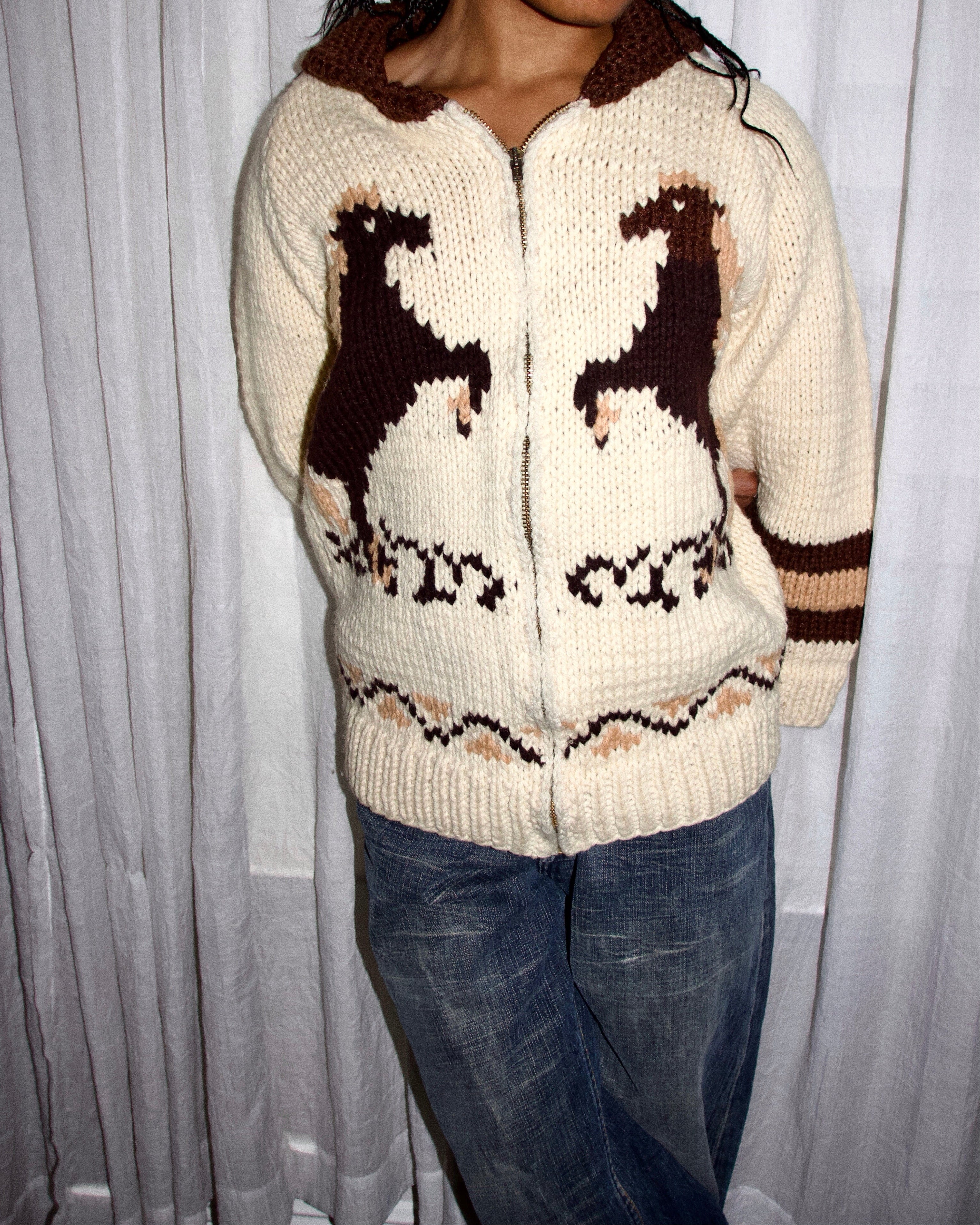 1970s Cowichan Horse Sweater (S)
