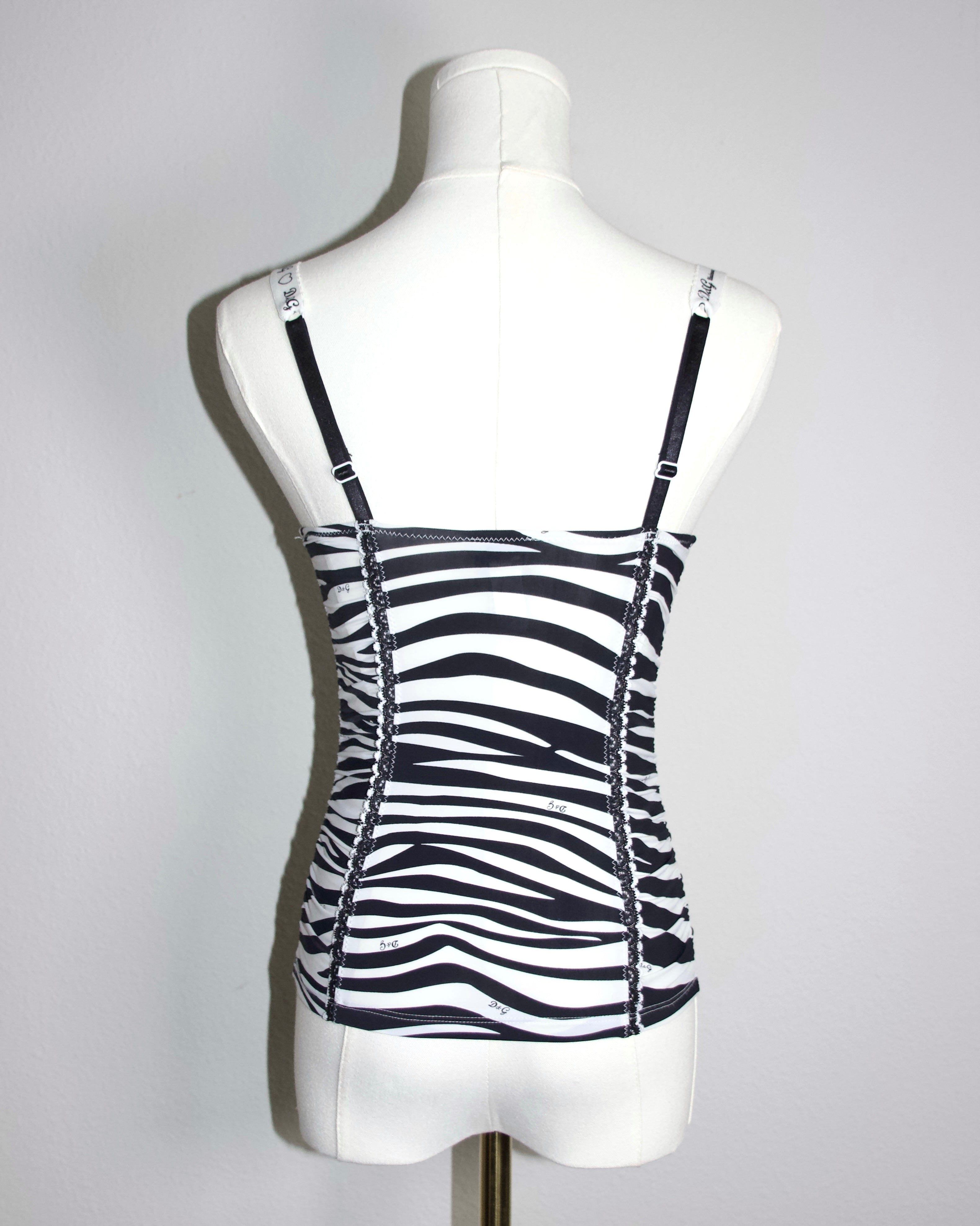 00s Dolce & Gabbana Zebra Print Tank Top