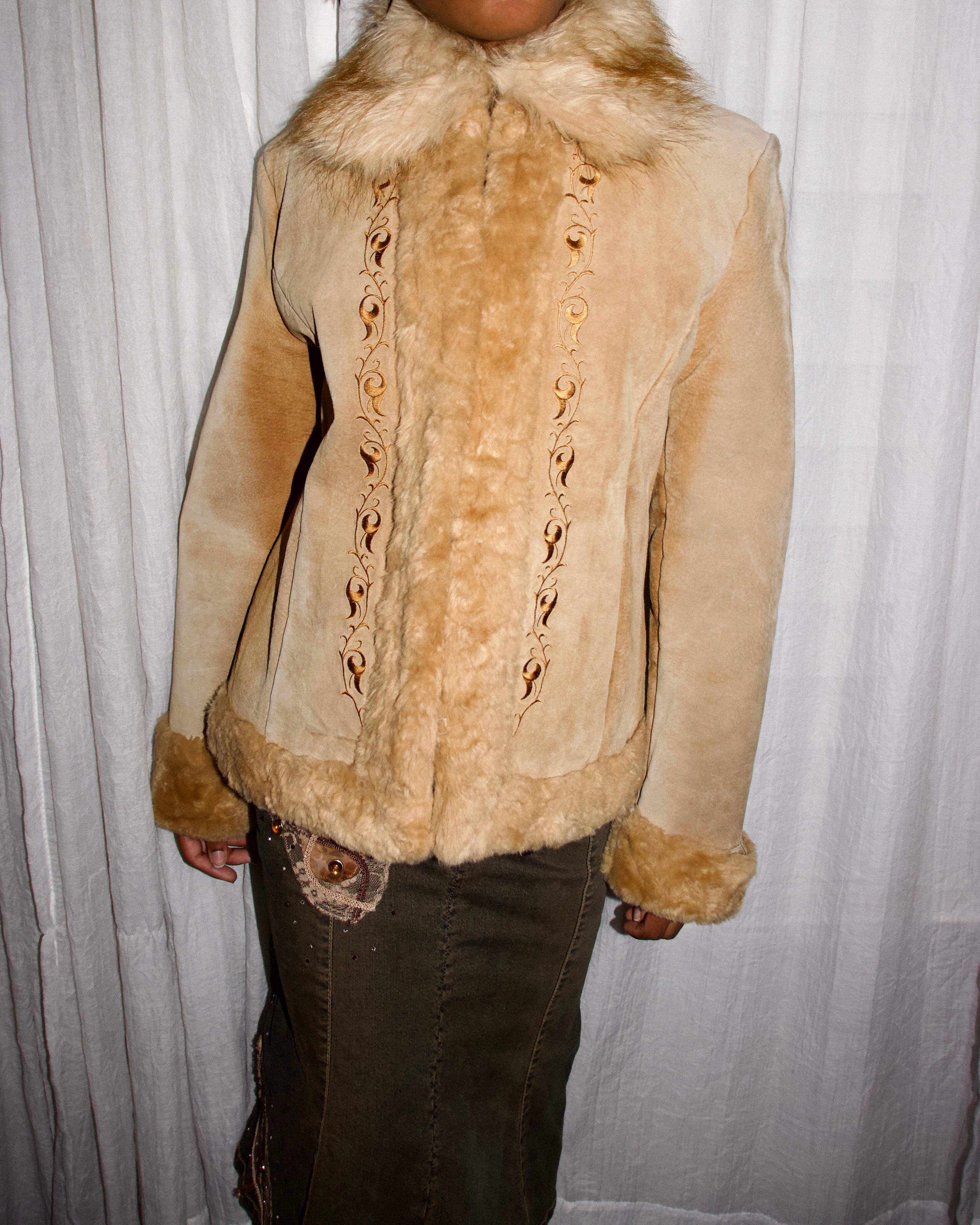 00s Guess Suede Fur Coat (S/M)