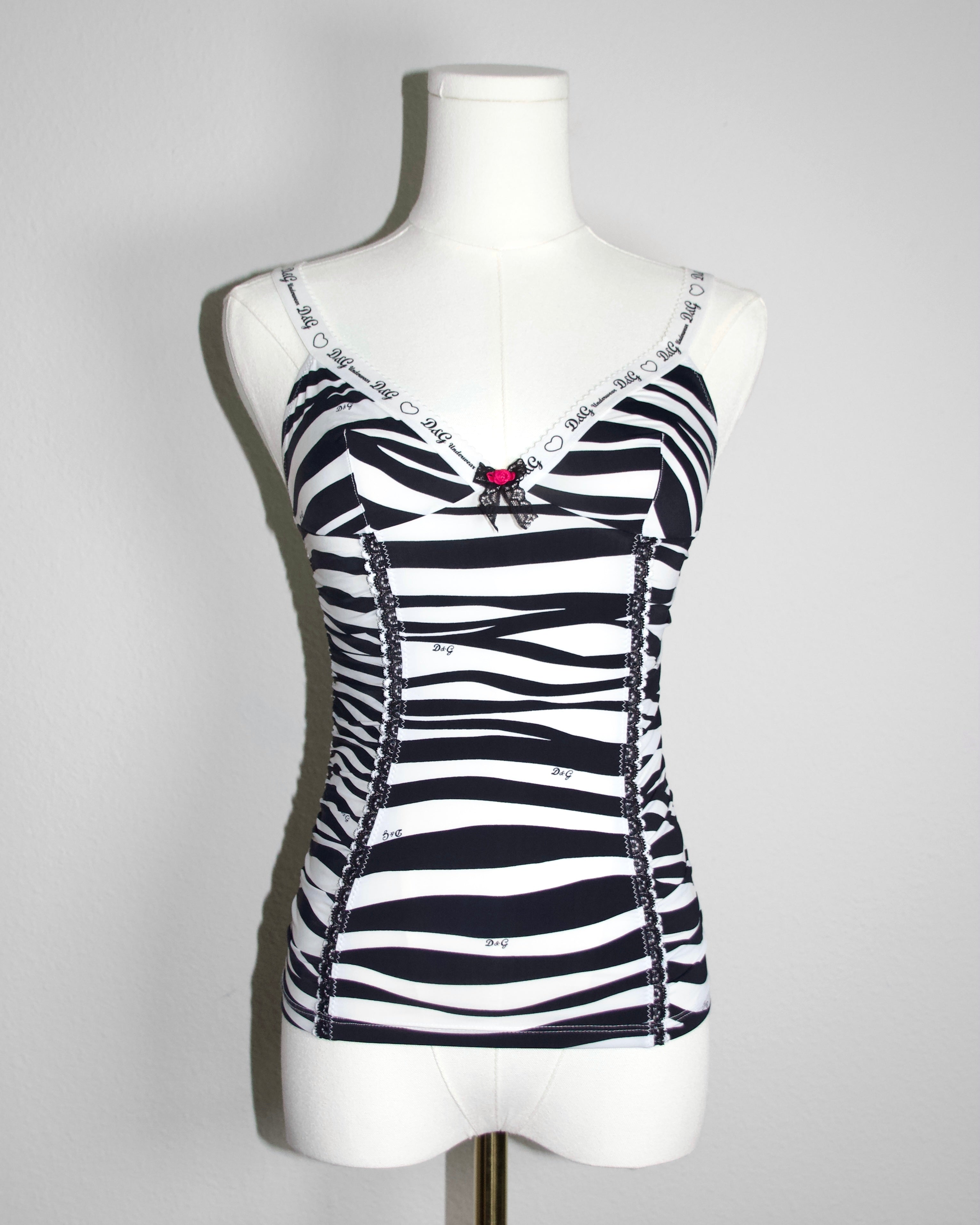 00s Dolce & Gabbana Zebra Print Tank Top