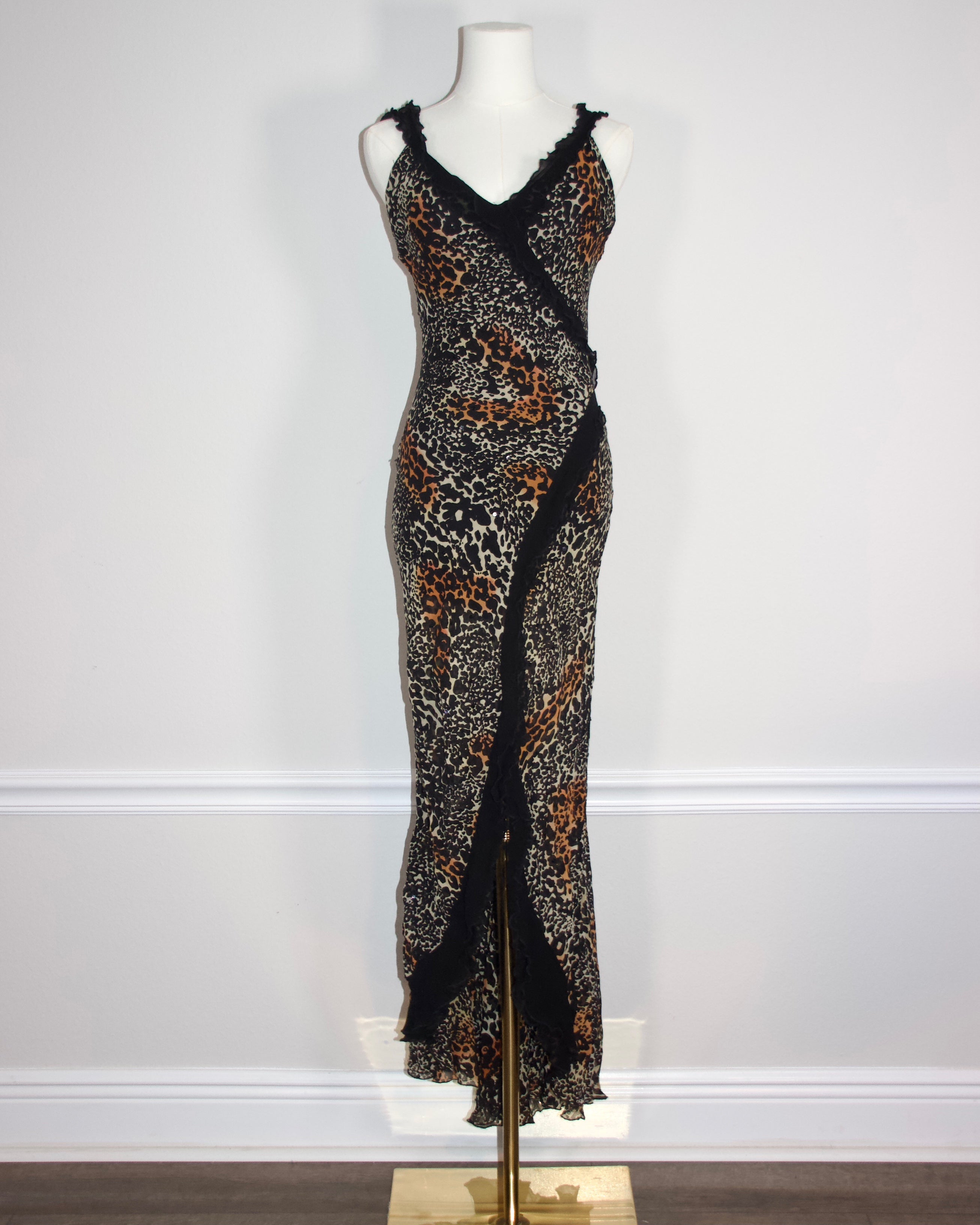 90s Caché Silk Leopard Dress