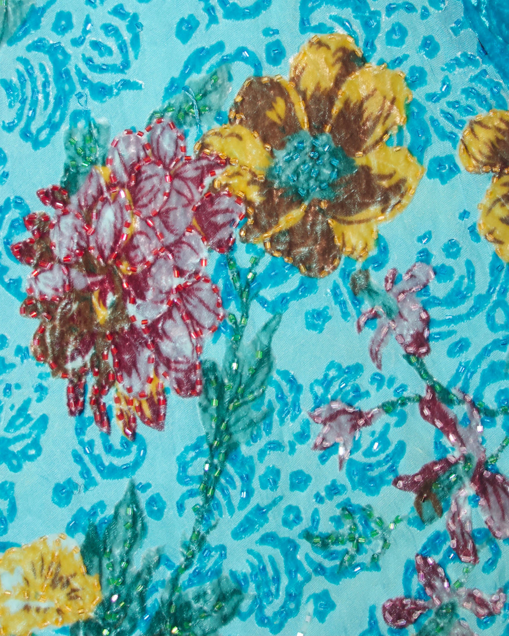 90s Caché Floral Silk Mesh Top