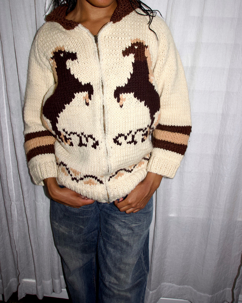 1970s Cowichan Horse Sweater (S)