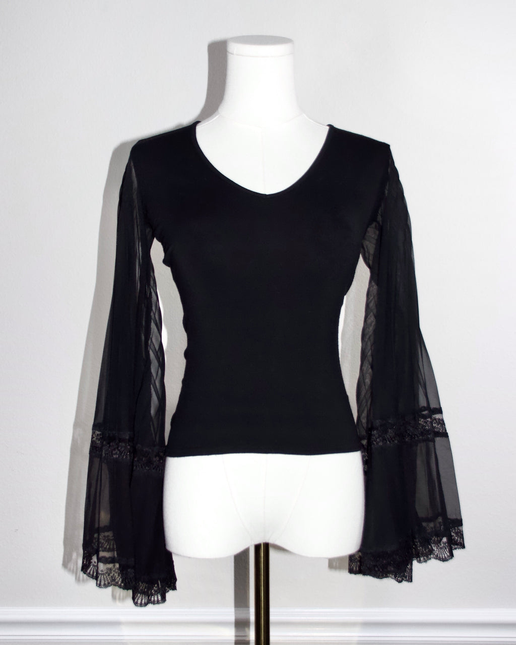 Morgan de Toi Pleated Bell Sleeve Blouse (XS-S)
