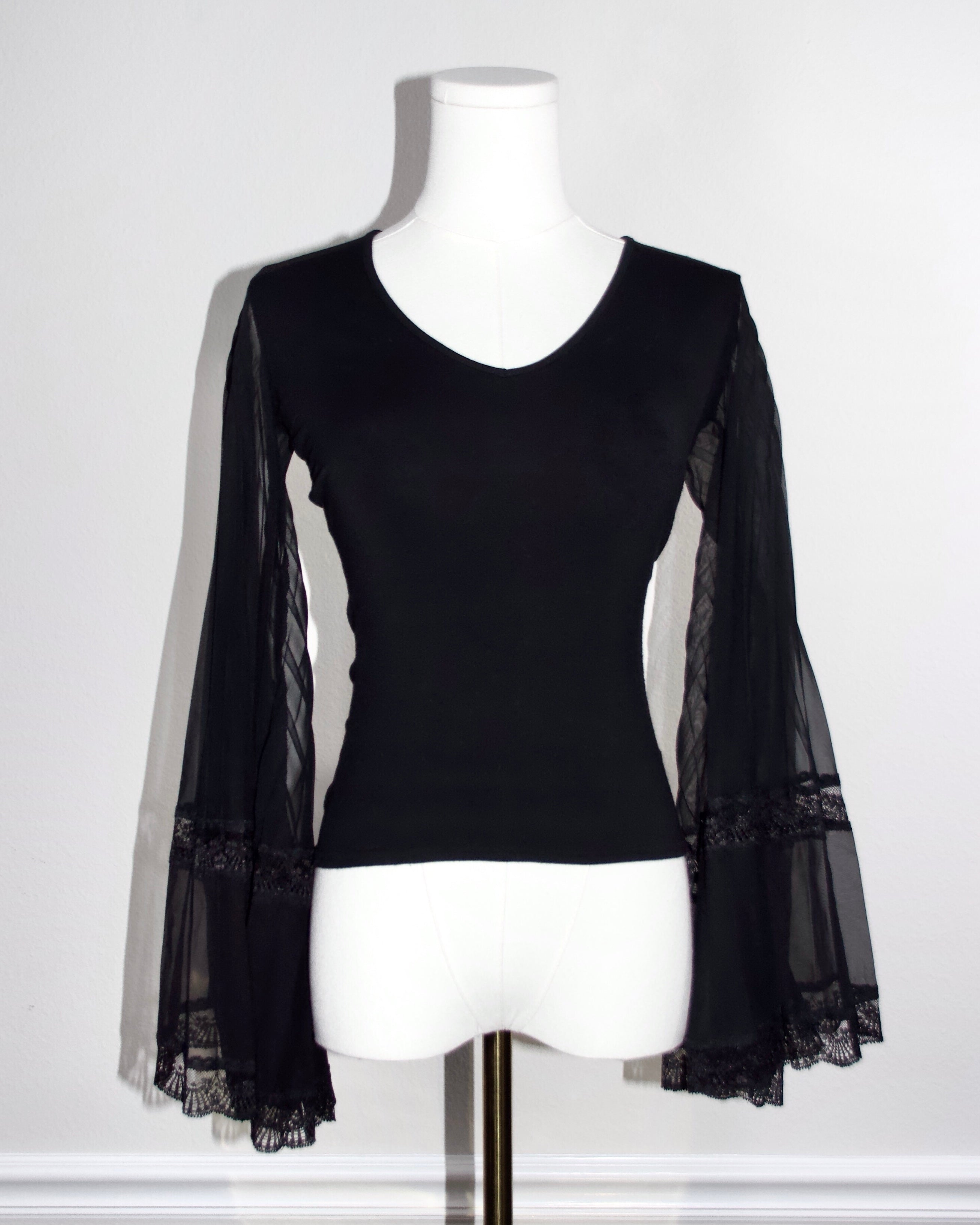 Morgan de Toi Pleated Bell Sleeve Blouse (XS-S)