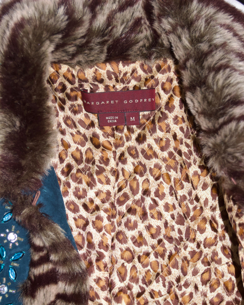 90s Blue Suede Fur Coat