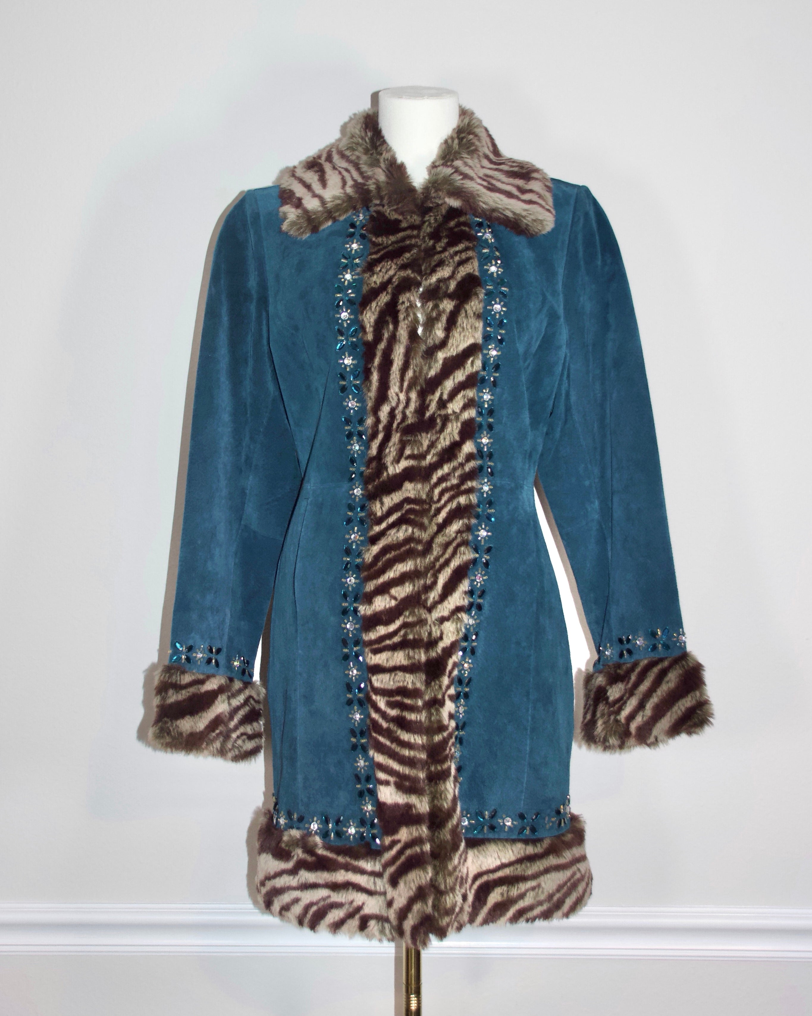 90s Margaret Godfrey Blue Suede Coat