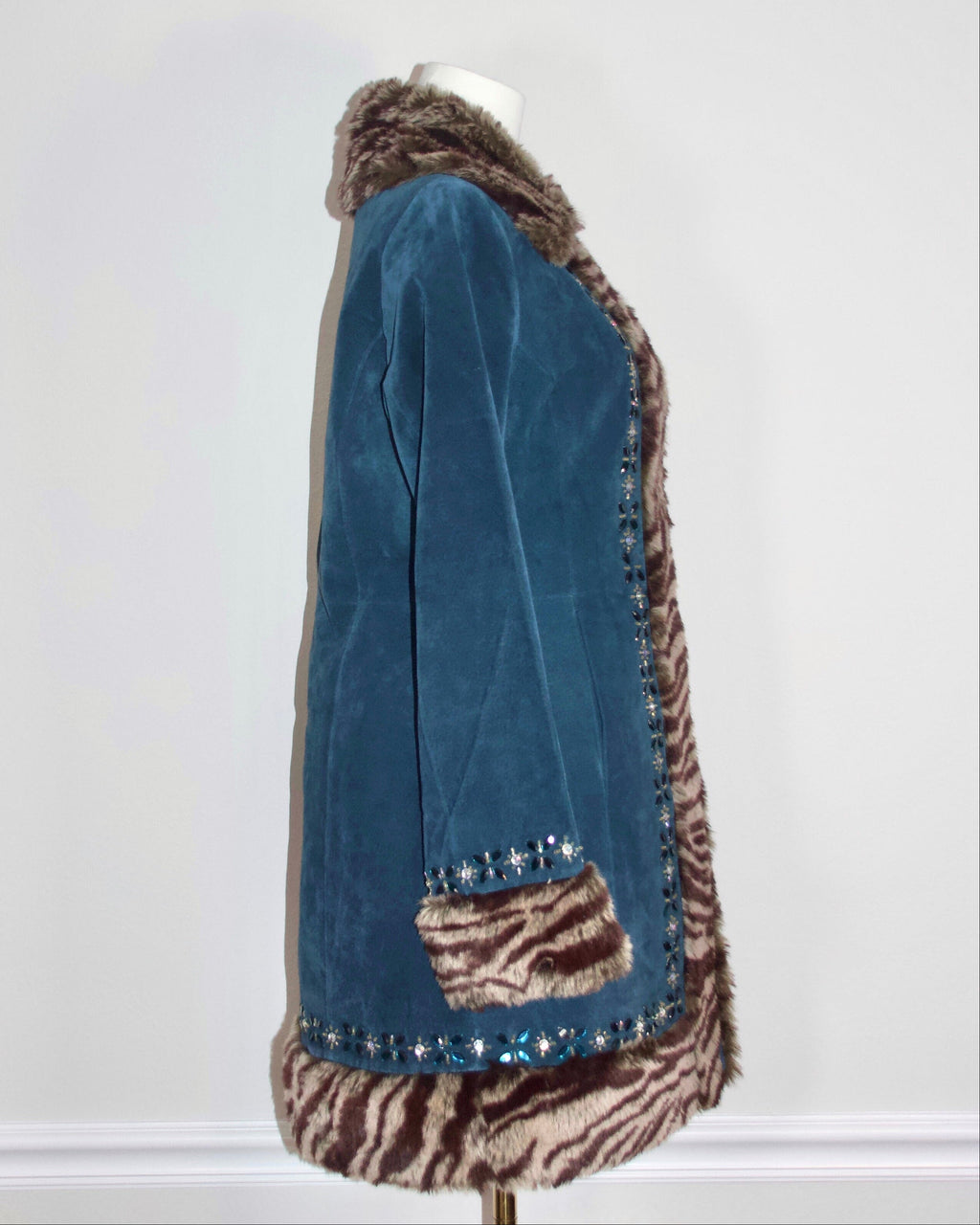 90s Blue Suede Fur Coat