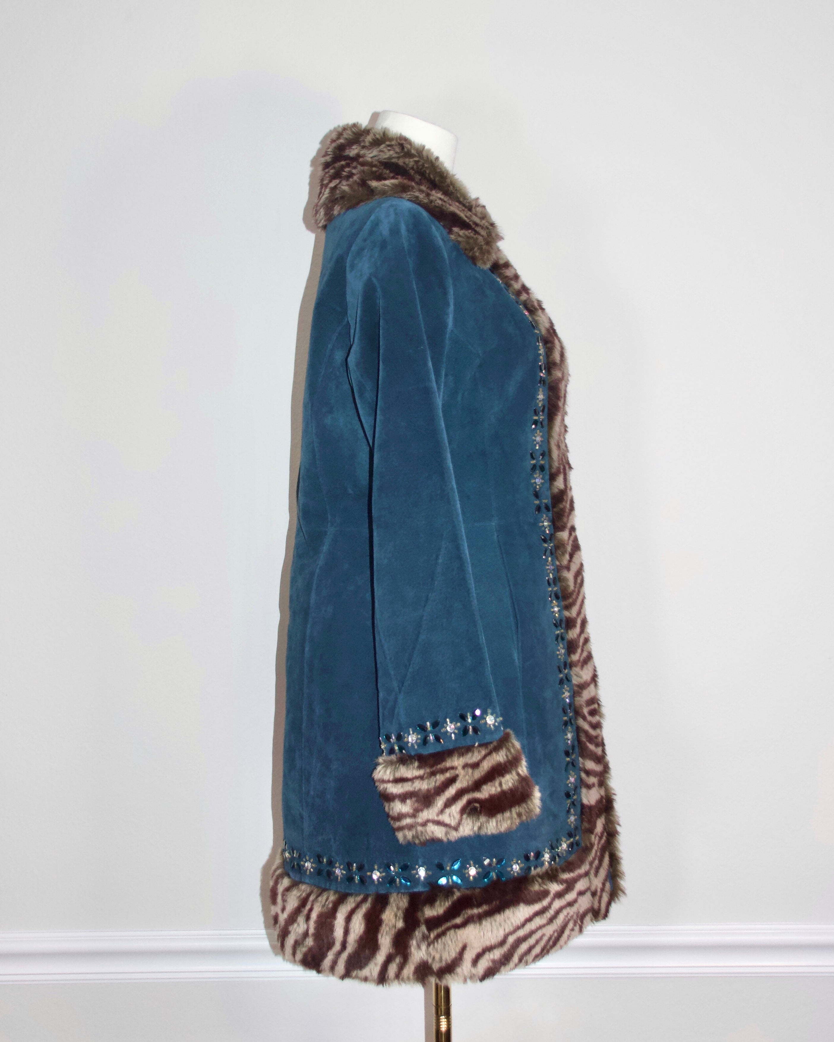 90s Margaret Godfrey Blue Suede Coat