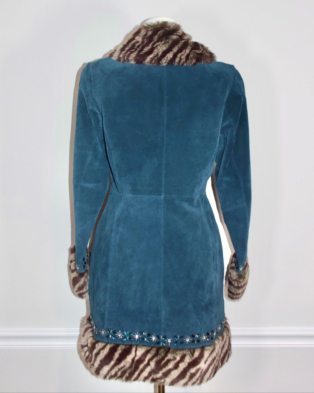 90s Blue Suede Fur Coat