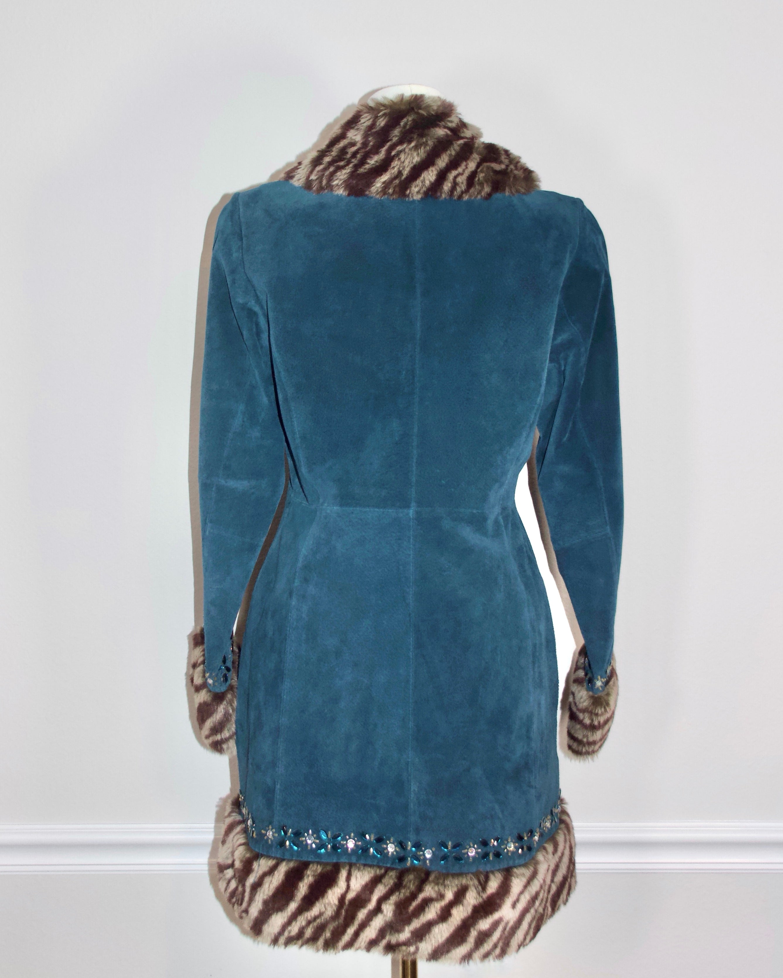 90s Margaret Godfrey Blue Suede Coat