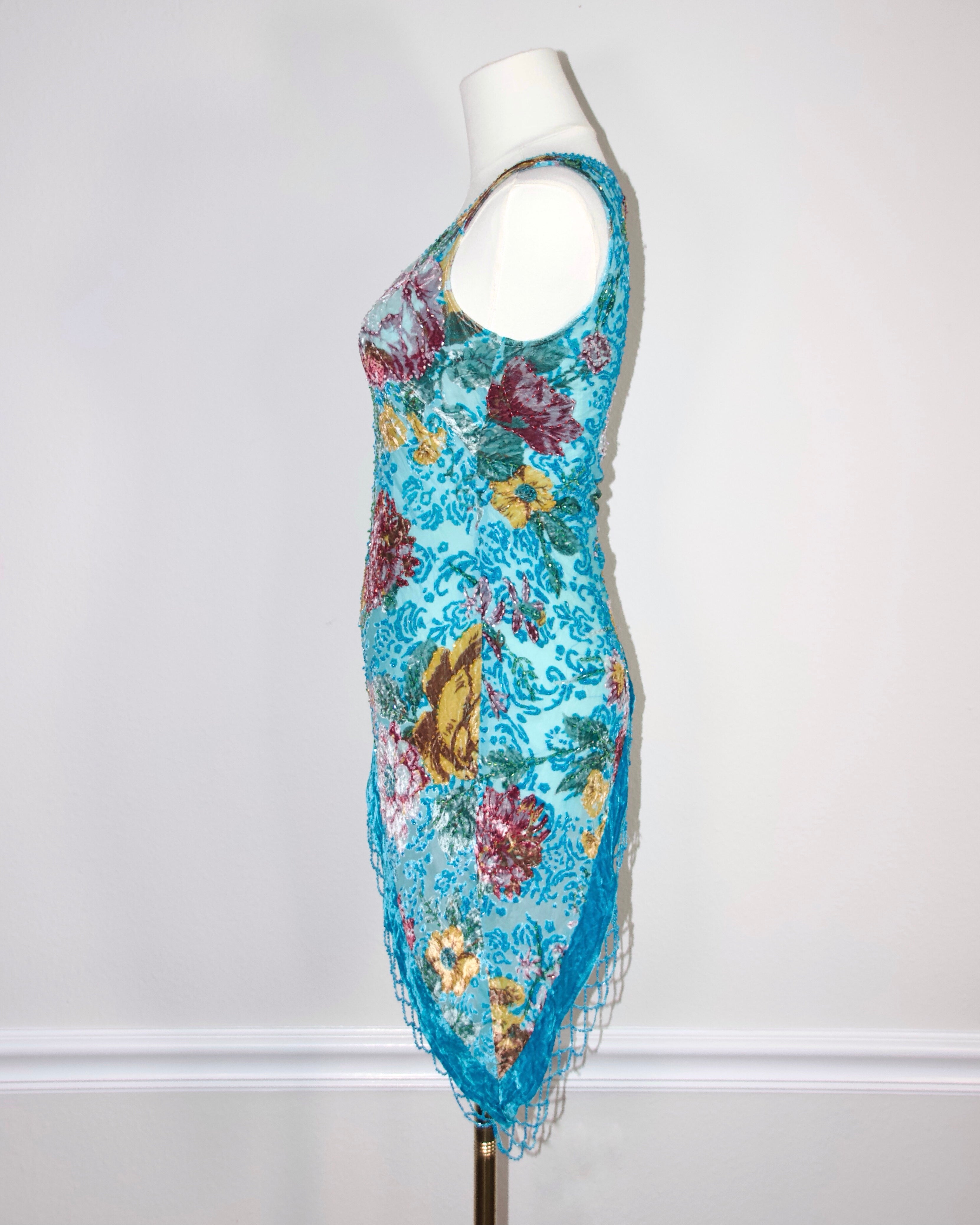 90s Caché Floral Silk Mesh Top