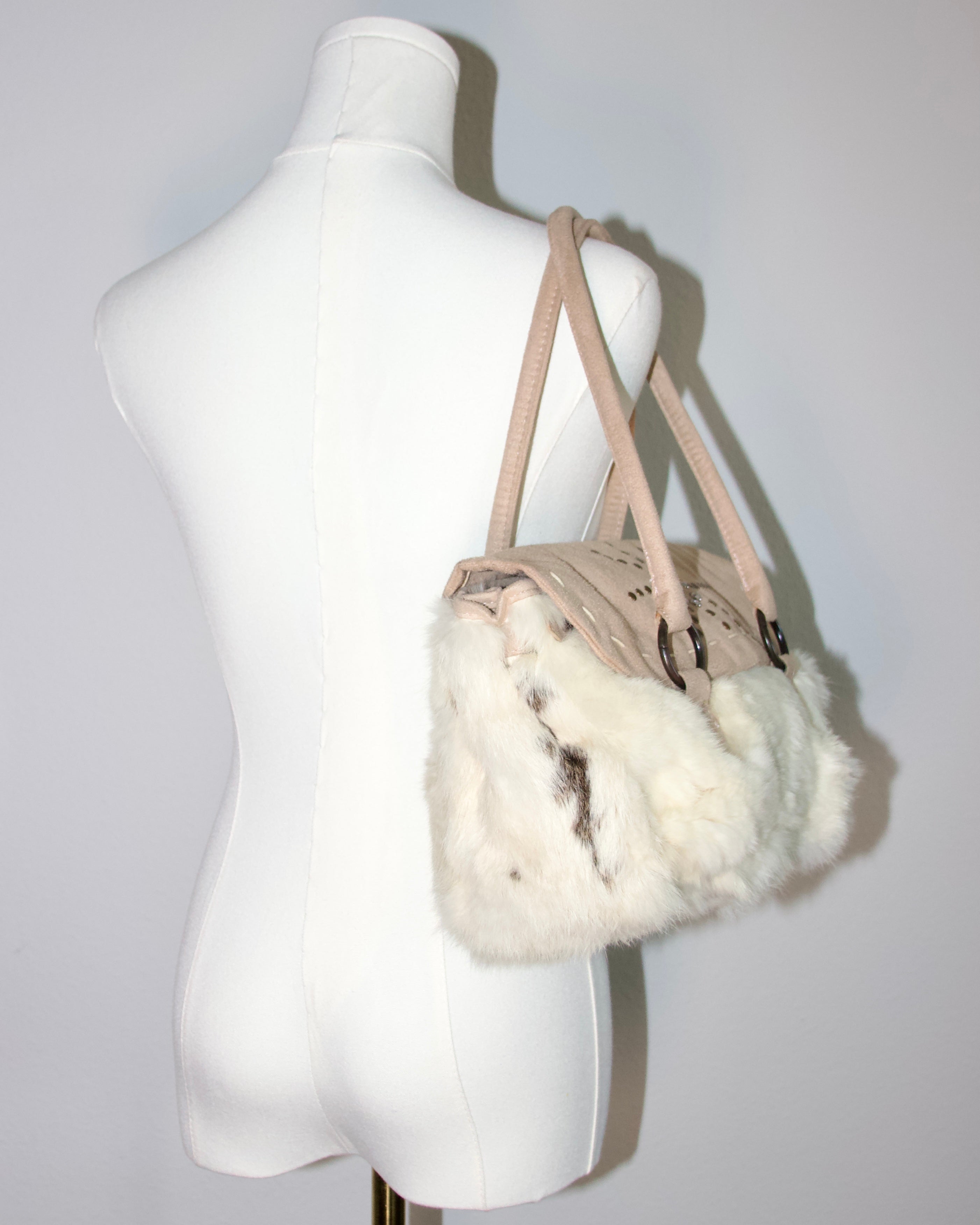 Suede Rabbit Fur Bag