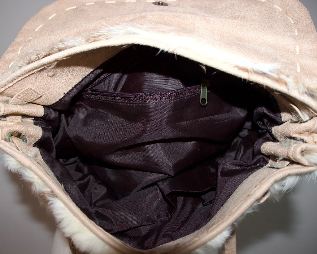 Suede Rabbit Fur Bag
