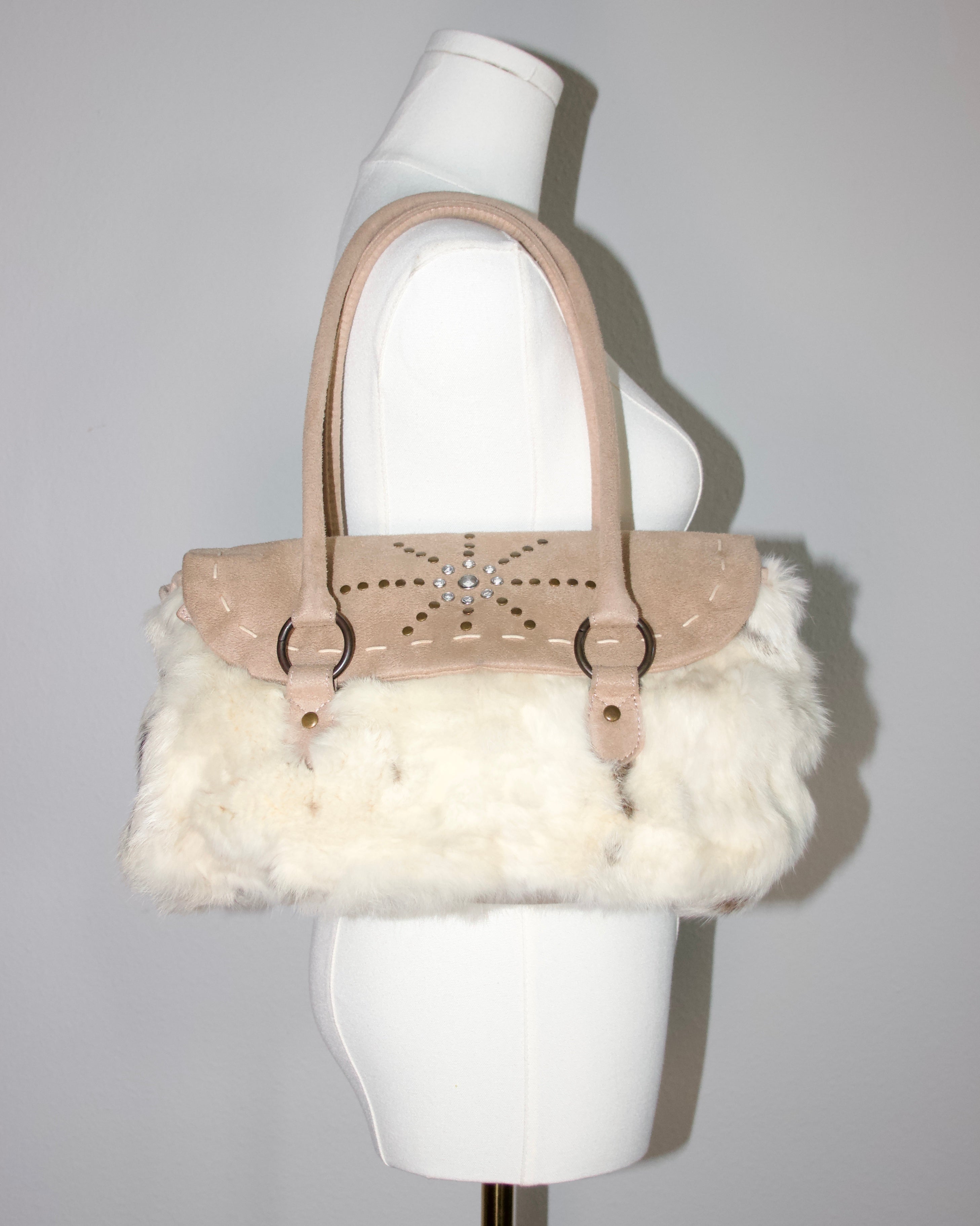 Suede Rabbit Fur Bag