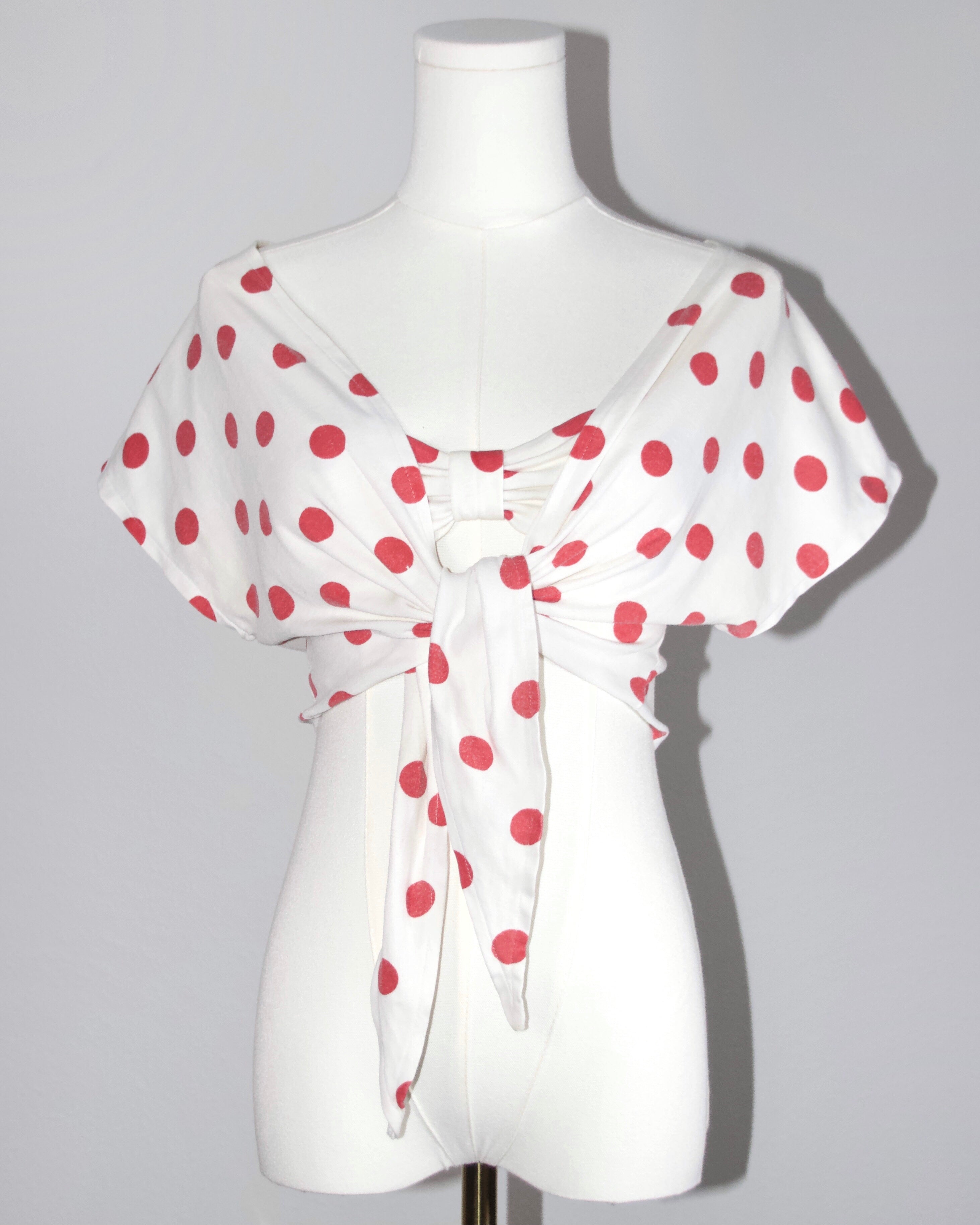 70s Polka Dot Wrap Top Set