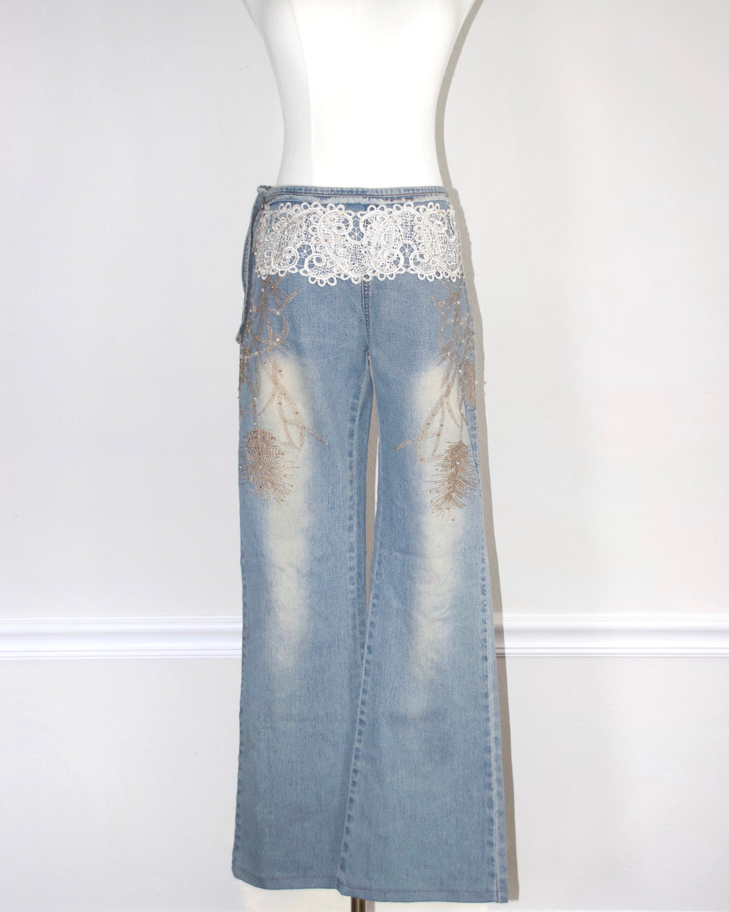 Crochet Beaded Denim Jeans (30x28)