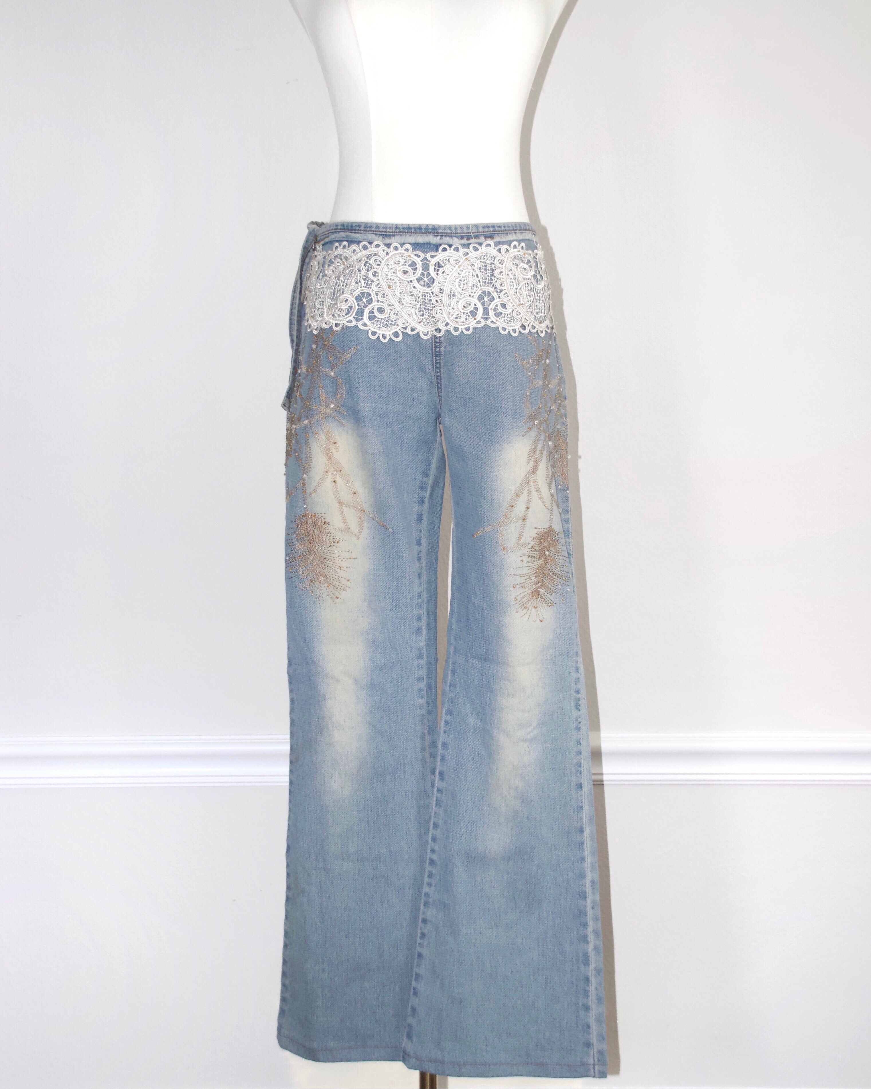 Crochet Beaded Denim Jeans (30x28)