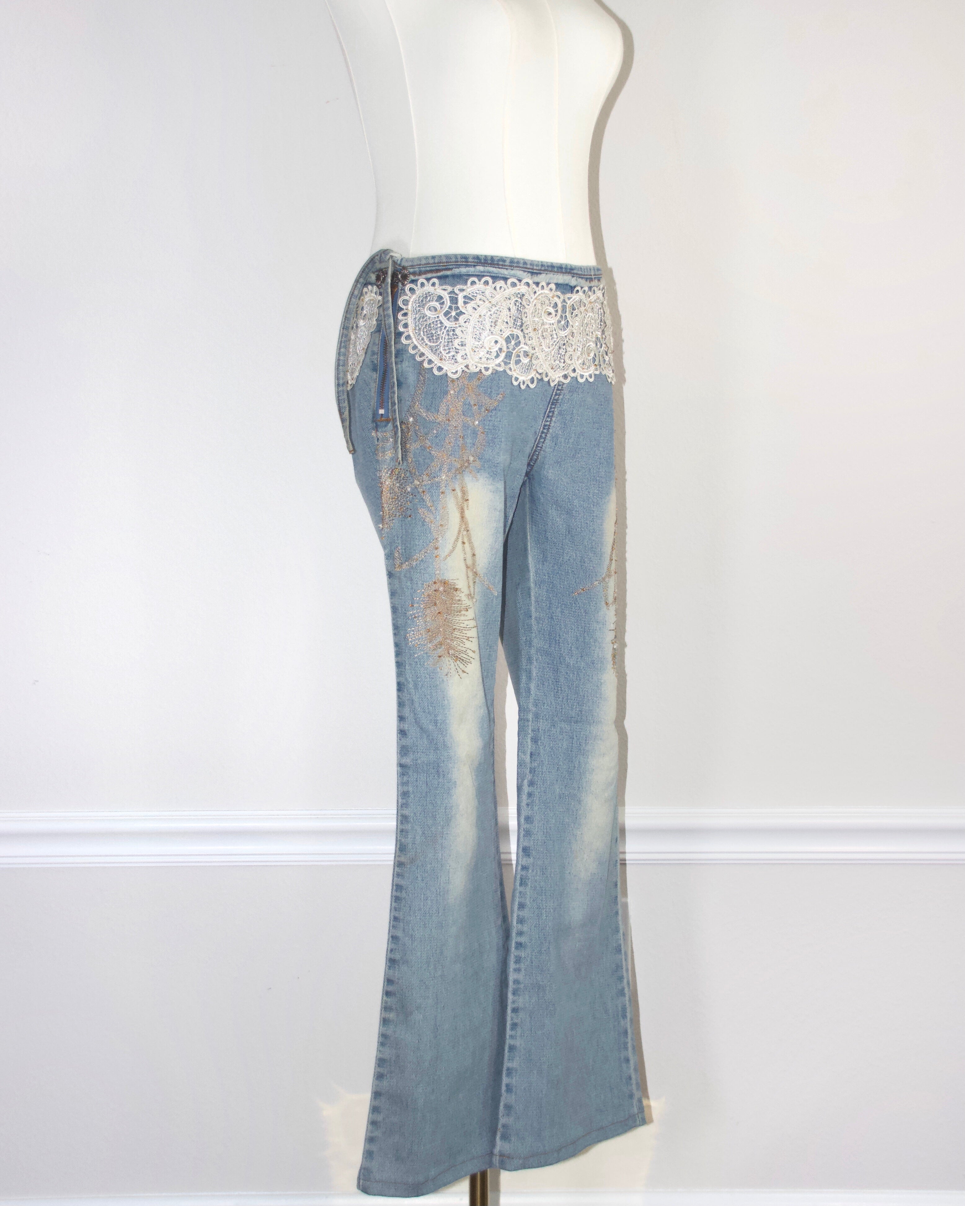 Crochet Beaded Denim Jeans (30x28)