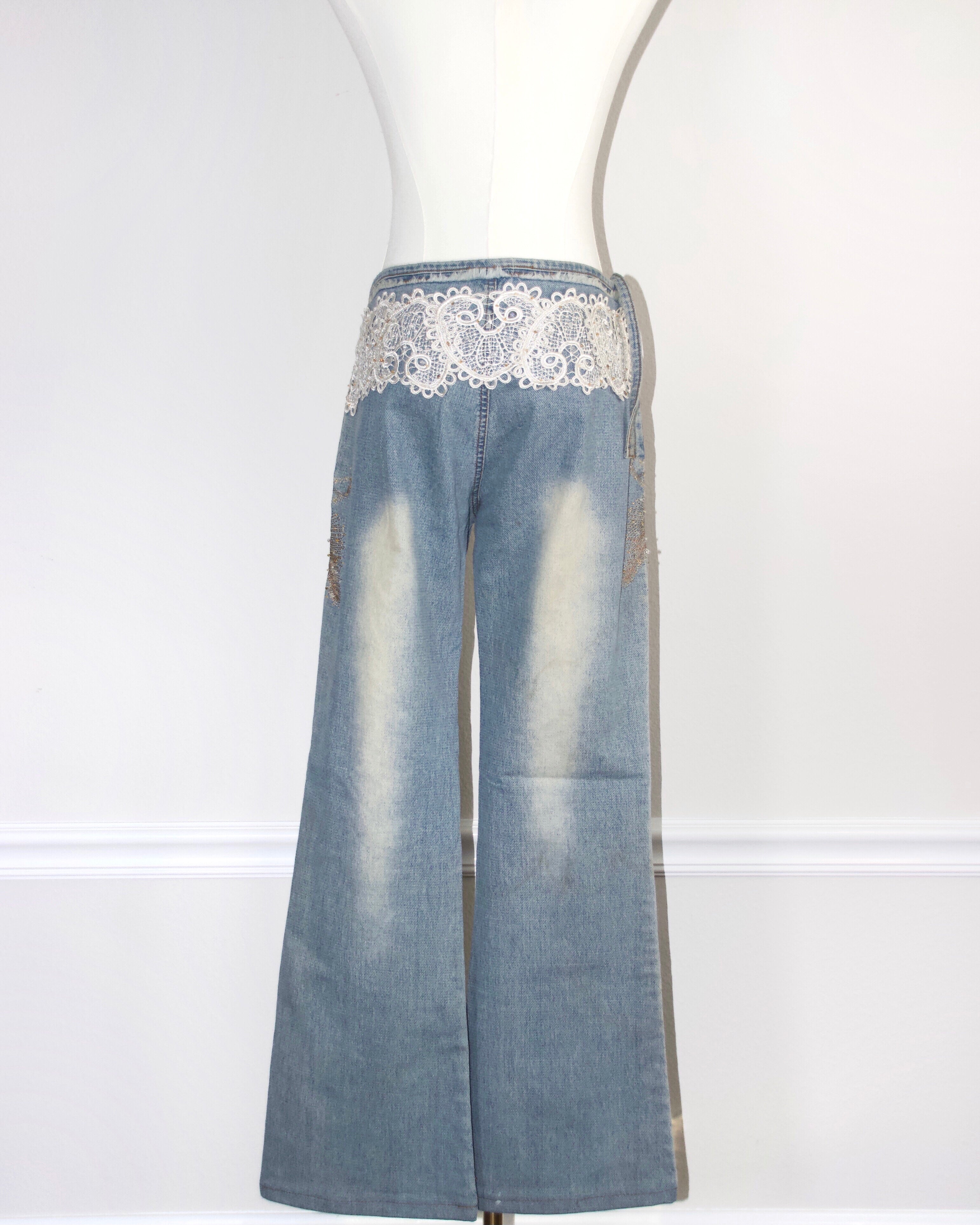 Crochet Beaded Denim Jeans (30x28)