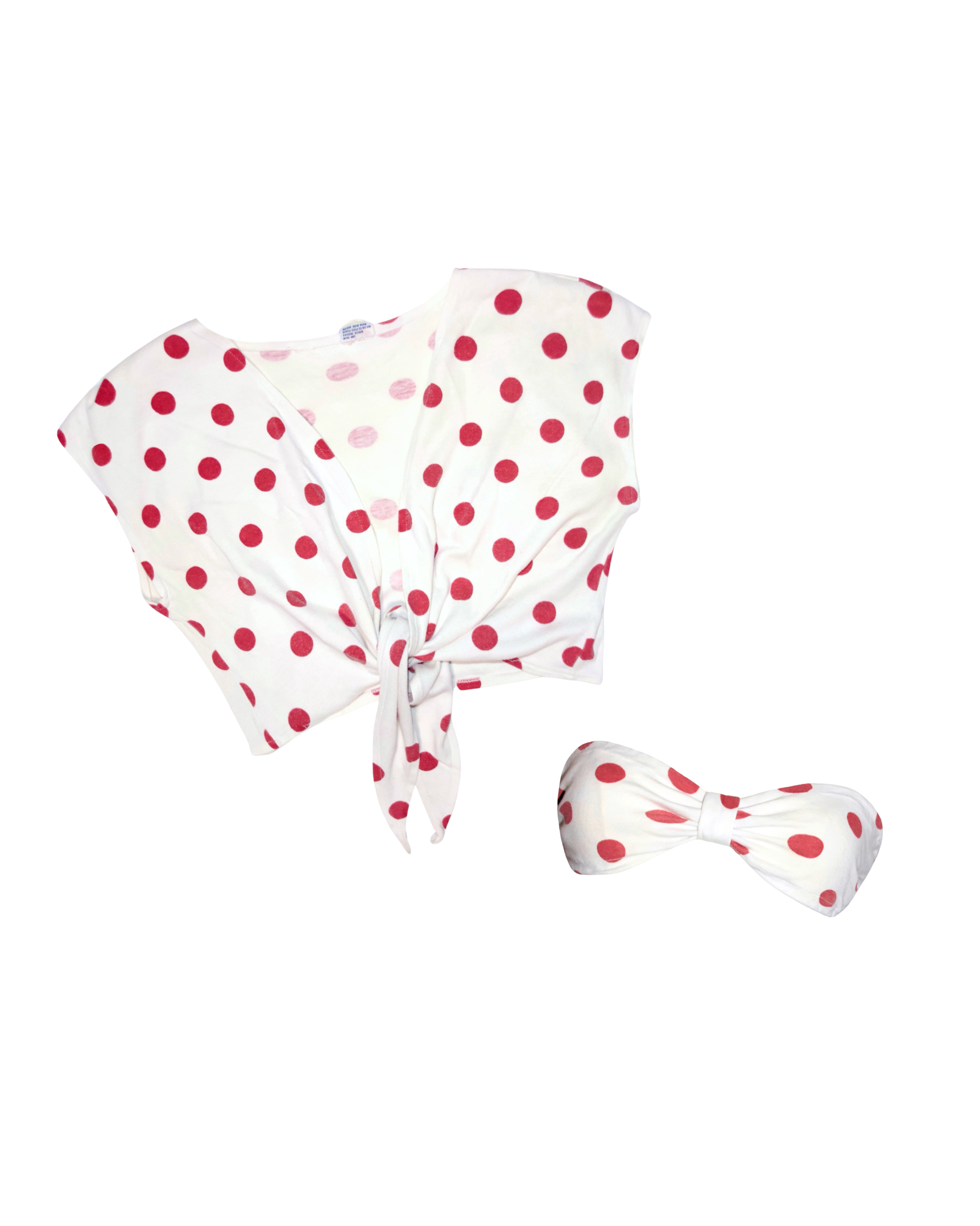 70s Polka Dot Wrap Top Set