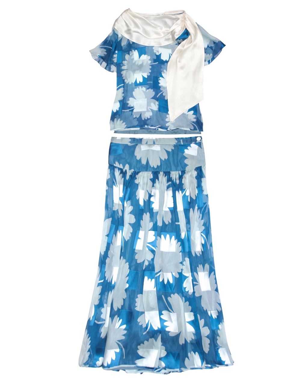 90s Valentino Silk Floral Skirt Set