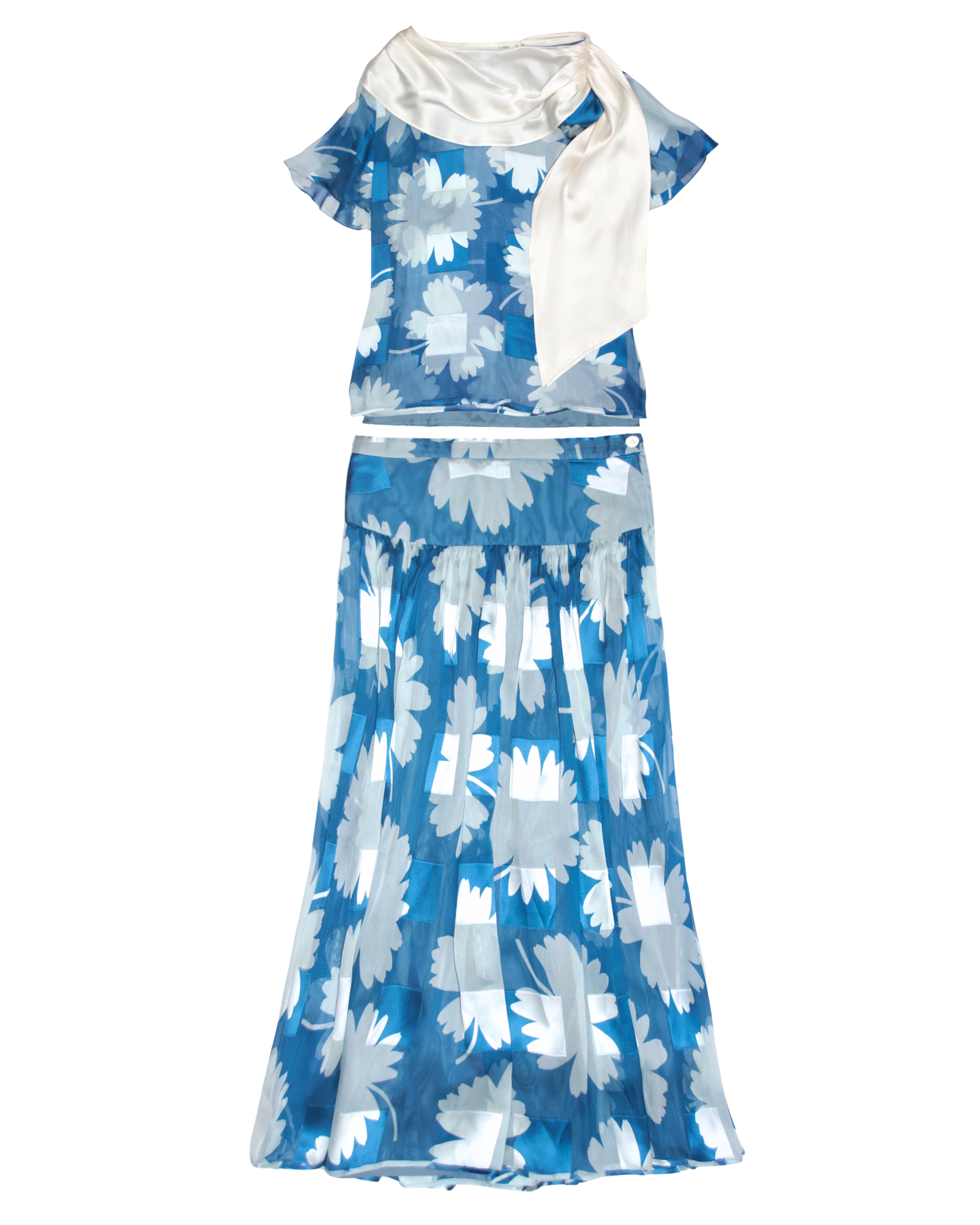 90s Valentino Silk Floral Skirt Set