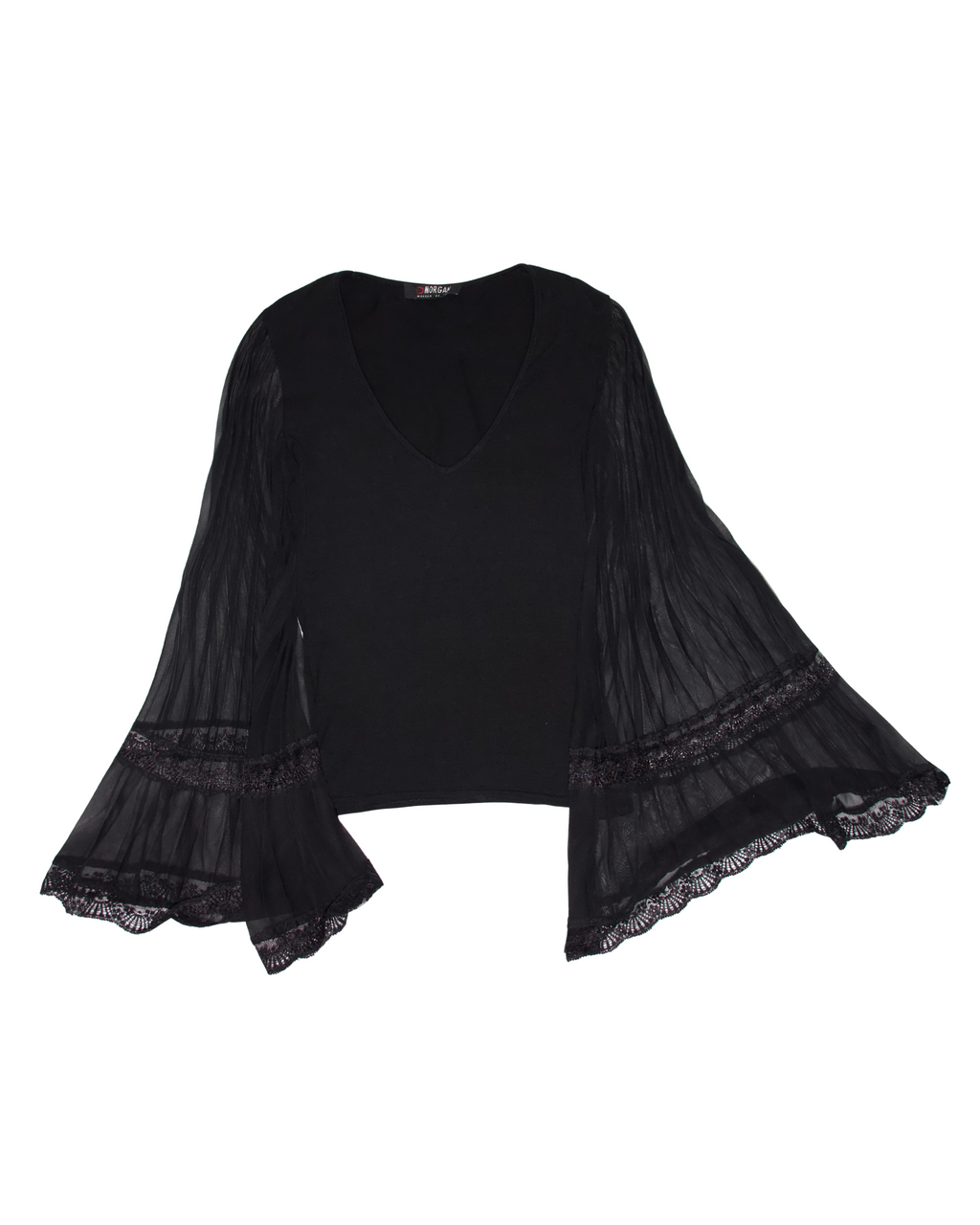 Morgan de Toi Pleated Bell Sleeve Blouse (XS-S)