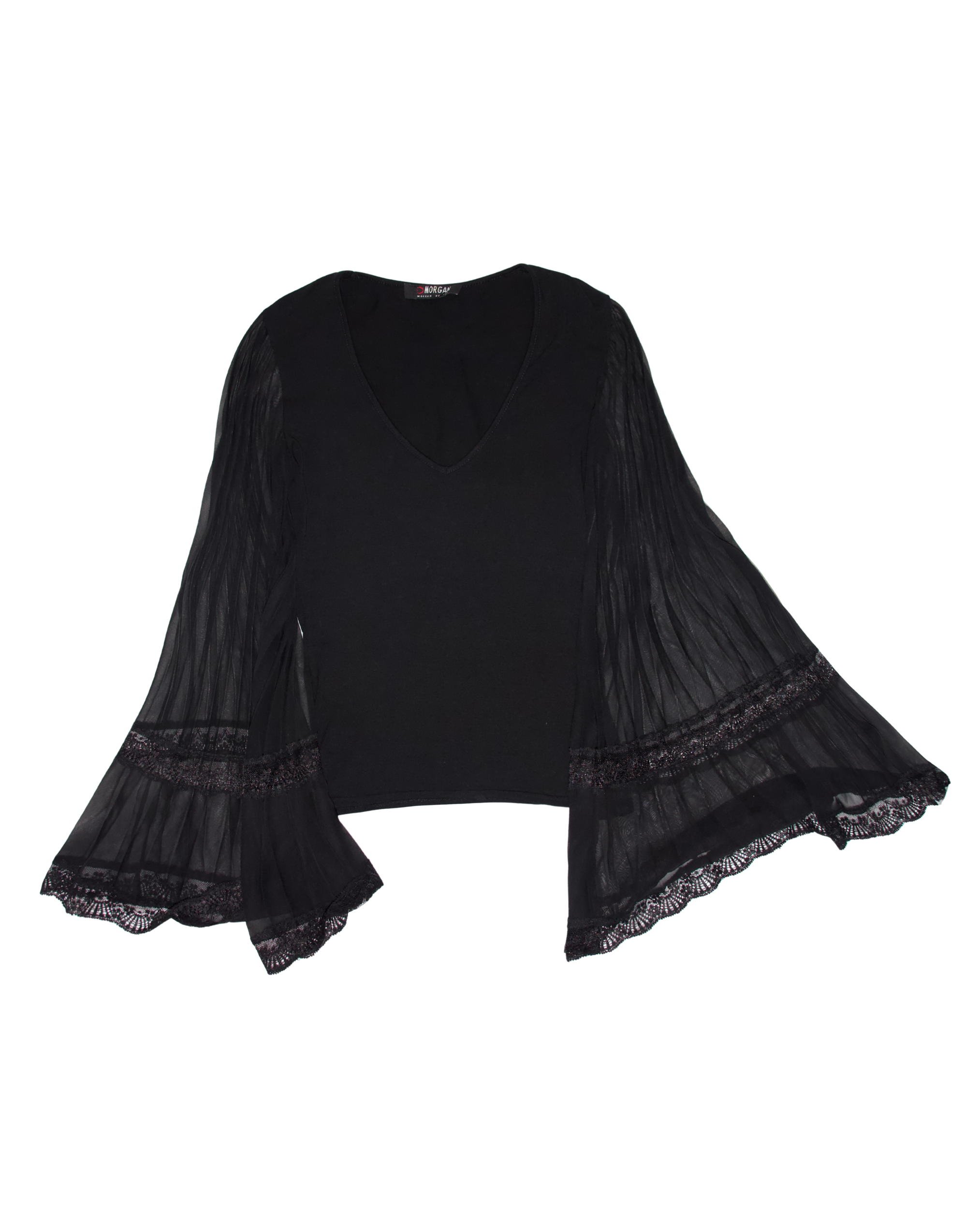 Morgan de Toi Pleated Bell Sleeve Blouse (XS-S)